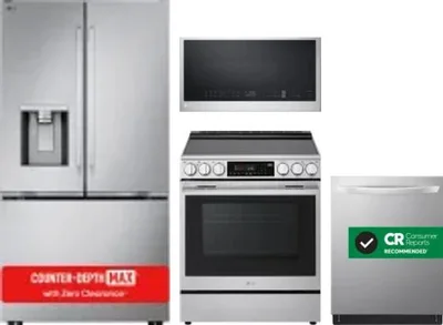 4 Piece Package Includes Refrigerator, Range, Microwave And Dishwasher