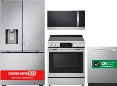 4 Piece Package Includes Refrigerator, Range, Microwave And Dishwasher