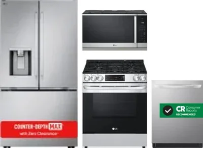 4 Piece Package Includes Refrigerator, Range, Microwave And Dishwasher