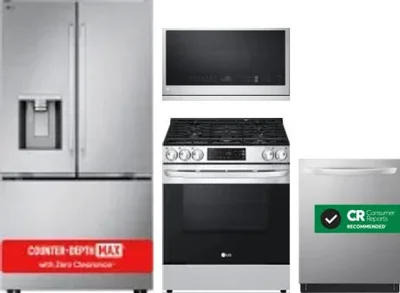 4 Piece Package Includes Refrigerator, Range, Microwave And Dishwasher
