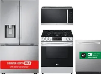 4 Piece Package Includes Refrigerator, Range, Microwave And Dishwasher