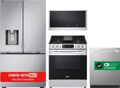 4 Piece Package Includes Refrigerator, Range, Microwave And Dishwasher