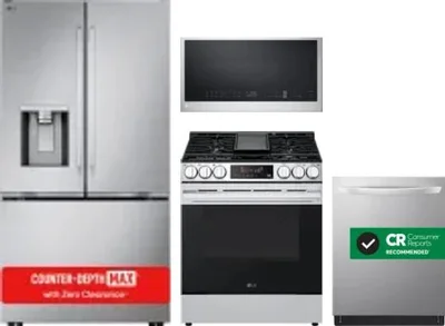 4 Piece Package Includes Refrigerator, Range, Microwave And Dishwasher