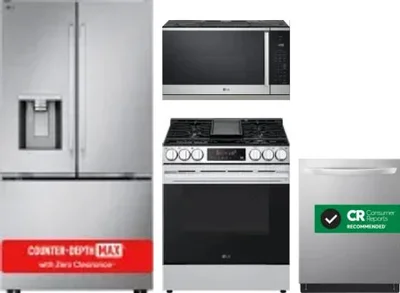 4 Piece Package Includes Refrigerator, Range, Microwave And Dishwasher