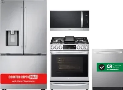 4 Piece Package Includes Refrigerator, Range, Microwave And Dishwasher