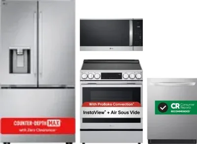 4 Piece Package Includes Refrigerator, Range, Microwave And Dishwasher