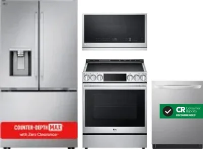 4 Piece Package Includes Refrigerator, Range, Microwave And Dishwasher
