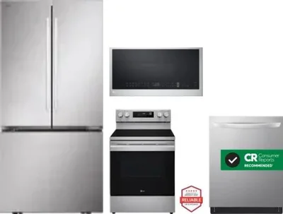 4 Piece Package Includes Refrigerator, Range, Microwave And Dishwasher