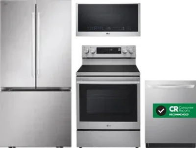4 Piece Package Includes Refrigerator, Range, Microwave And Dishwasher