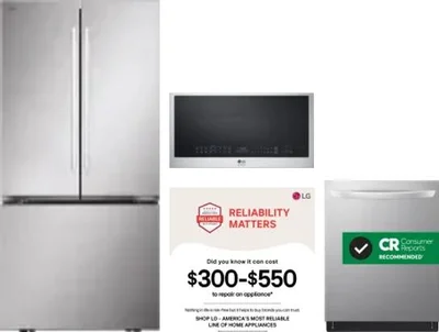 4 Piece Package Includes Refrigerator, Range, Microwave And Dishwasher
