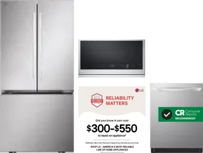 4 Piece Package Includes Refrigerator, Range, Microwave And Dishwasher