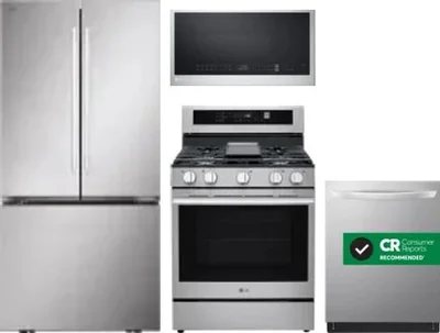 4 Piece Package Includes Refrigerator, Range, Microwave And Dishwasher