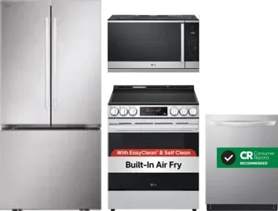 4 Piece Package Includes Refrigerator, Range, Microwave And Dishwasher