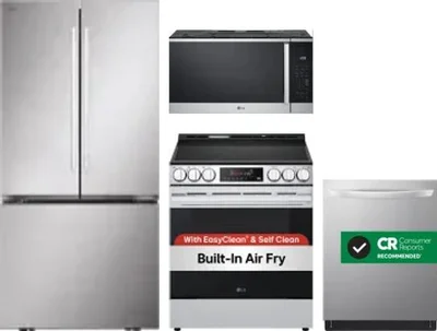4 Piece Package Includes Refrigerator, Range, Microwave And Dishwasher