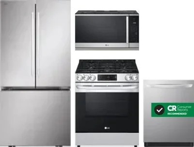 4 Piece Package Includes Refrigerator, Range, Microwave And Dishwasher