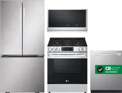 4 Piece Package Includes Refrigerator, Range, Microwave And Dishwasher