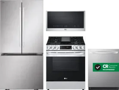 4 Piece Package Includes Refrigerator, Range, Microwave And Dishwasher