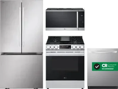 4 Piece Package Includes Refrigerator, Range, Microwave And Dishwasher