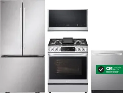 4 Piece Package Includes Refrigerator, Range, Microwave And Dishwasher