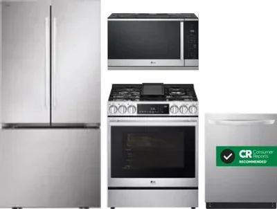 4 Piece Package Includes Refrigerator, Range, Microwave And Dishwasher