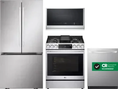 4 Piece Package Includes Refrigerator, Range, Microwave And Dishwasher