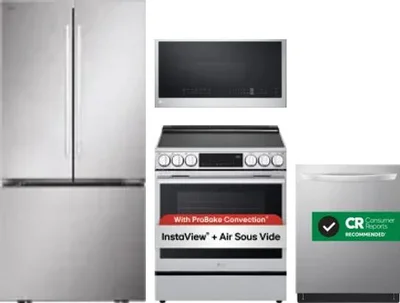 4 Piece Package Includes Refrigerator, Range, Microwave And Dishwasher