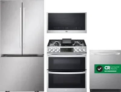 4 Piece Package Includes Refrigerator, Range, Microwave And Dishwasher