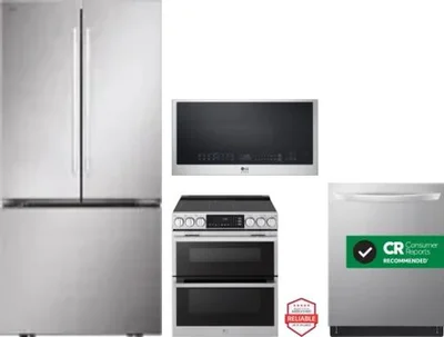 4 Piece Package Includes Refrigerator, Range, Microwave And Dishwasher