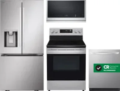4 Piece Package Includes Refrigerator, Range, Microwave And Dishwasher
