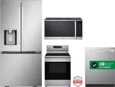 4 Piece Package Includes Refrigerator, Range, Microwave And Dishwasher