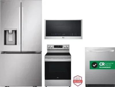 4 Piece Package Includes Refrigerator, Range, Microwave And Dishwasher