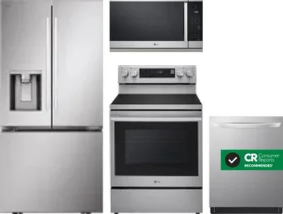 4 Piece Package Includes Refrigerator, Range, Microwave And Dishwasher