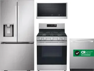 4 Piece Package Includes Refrigerator, Range, Microwave And Dishwasher