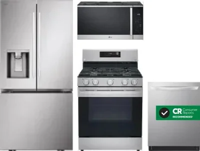 4 Piece Package Includes Refrigerator, Range, Microwave And Dishwasher