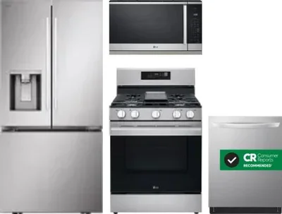 4 Piece Package Includes Refrigerator, Range, Microwave And Dishwasher