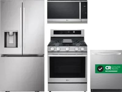 4 Piece Package Includes Refrigerator, Range, Microwave And Dishwasher