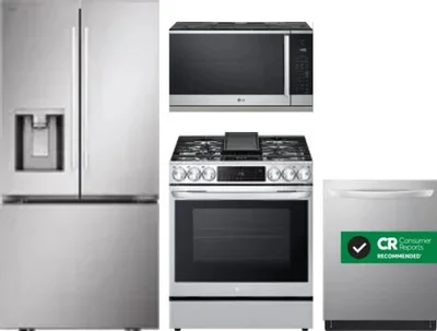 4 Piece Package Includes Refrigerator, Range, Microwave And Dishwasher