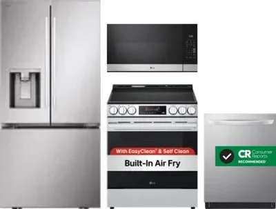 4 Piece Package Includes Refrigerator, Range, Microwave And Dishwasher