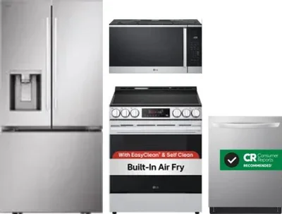 4 Piece Package Includes Refrigerator, Range, Microwave And Dishwasher