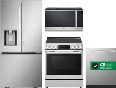 4 Piece Package Includes Refrigerator, Range, Microwave And Dishwasher