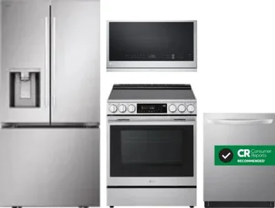 4 Piece Package Includes Refrigerator, Range, Microwave And Dishwasher