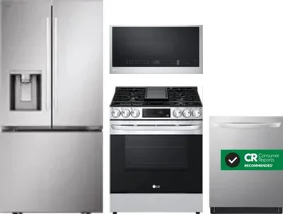 4 Piece Package Includes Refrigerator, Range, Microwave And Dishwasher