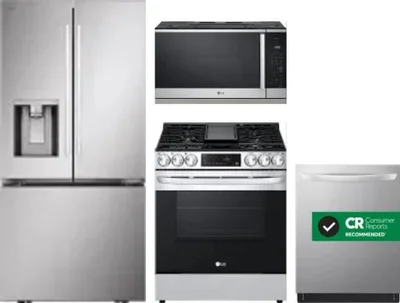 4 Piece Package Includes Refrigerator, Range, Microwave And Dishwasher