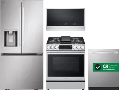 4 Piece Package Includes Refrigerator, Range, Microwave And Dishwasher