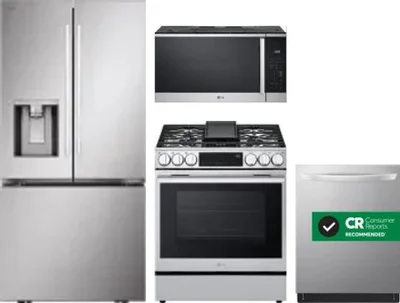 4 Piece Package Includes Refrigerator, Range, Microwave And Dishwasher