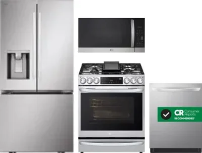 4 Piece Package Includes Refrigerator, Range, Microwave And Dishwasher