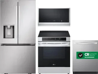 4 Piece Package Includes Refrigerator, Range, Microwave And Dishwasher
