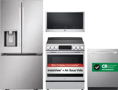 4 Piece Package Includes Refrigerator, Range, Microwave And Dishwasher