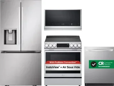 4 Piece Package Includes Refrigerator, Range, Microwave And Dishwasher