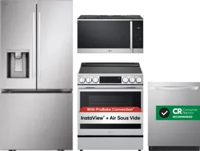 4 Piece Package Includes Refrigerator, Range, Microwave And Dishwasher